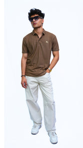 Men's Walnut brown 3D Textured Imported polo shirt